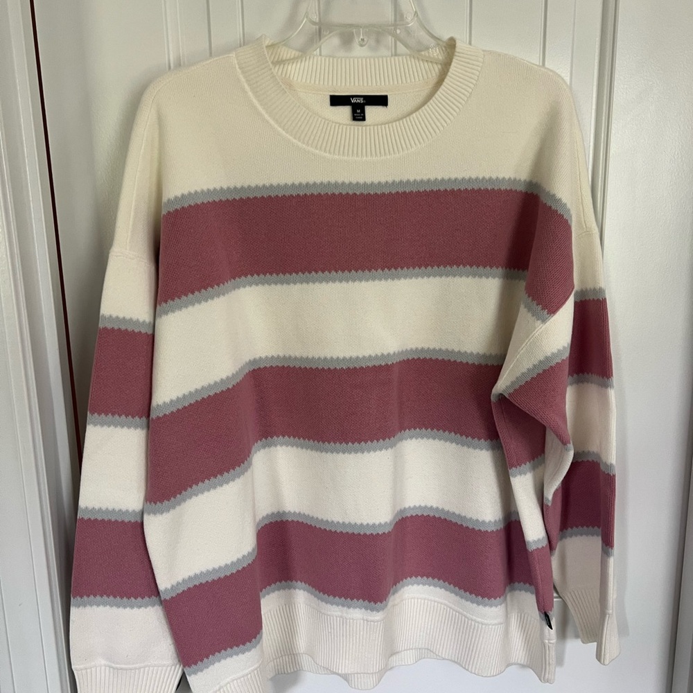 Vans Women's Striped Sweater - Pink, Cream, and Gray